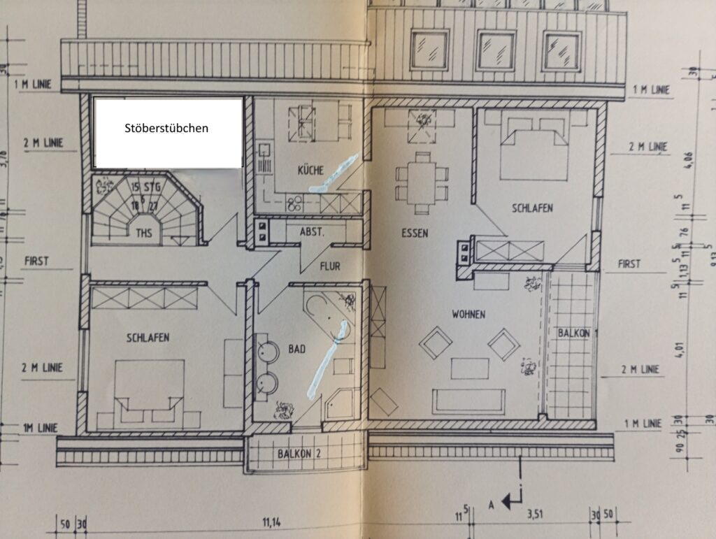 Grundriss der Wohnung, ca. 100 Quadratmeter
